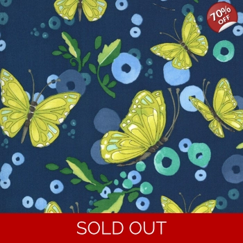REMNANT - Robin Pickens - Cottage Bleu - Butterflies - Midnight - Fat Quarter